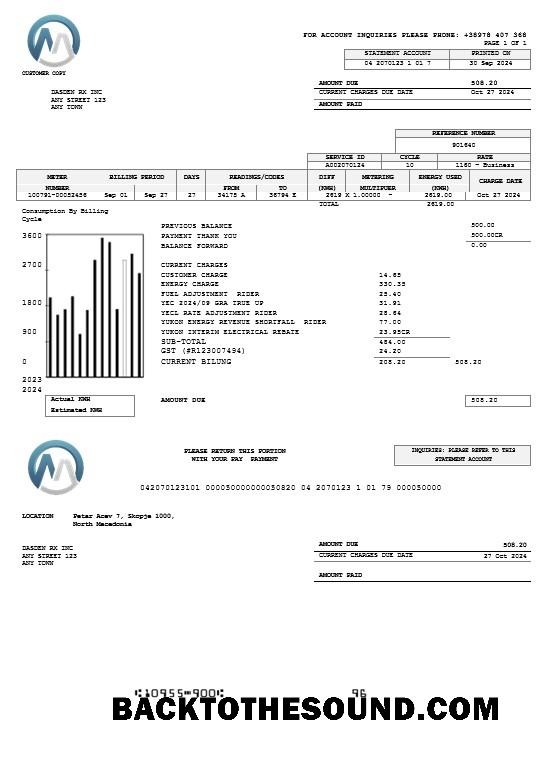 Scarica Macedonia MGI Energetika Affari Bolletta Bolletta Word and PDF Campione mockup