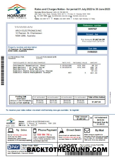 Scarica NSW Hornsby Shire Council Bolletta Affari Bolletta SCR Campione anteprima