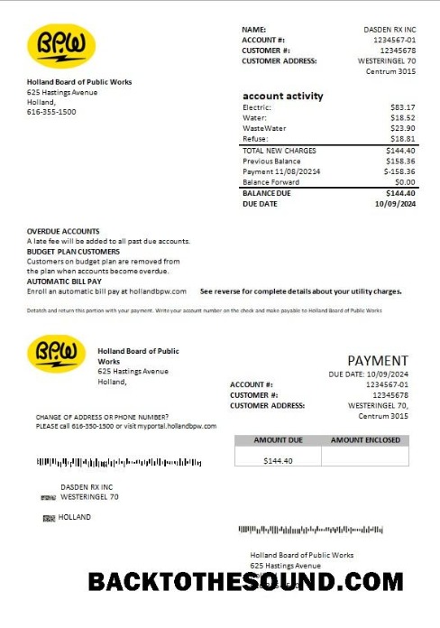 Scarica Paesi Bassi BPW Affari Bolletta Bolletta in Word and PDF Formato Campione modello