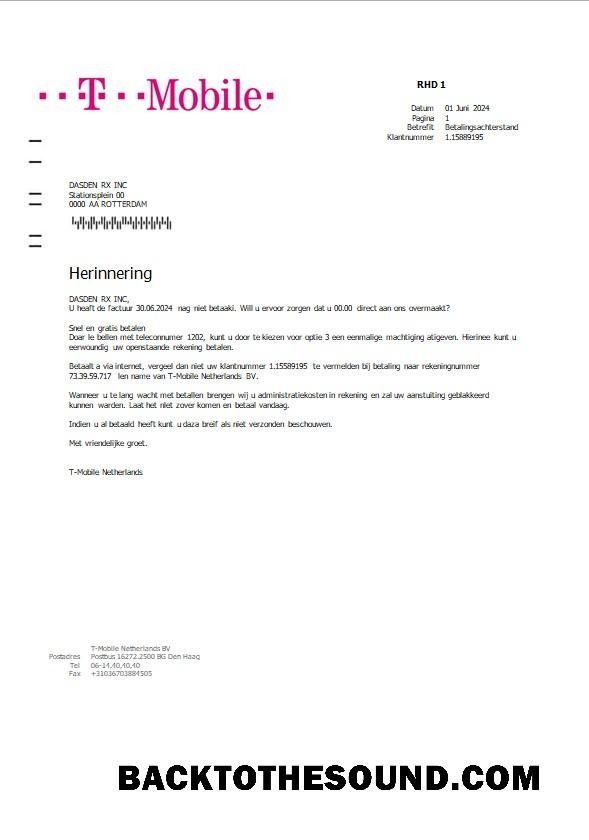 Scarica Paesi Bassi T Mobile Affari Bolletta Bolletta in Word and PDF Formati Campione anteprima