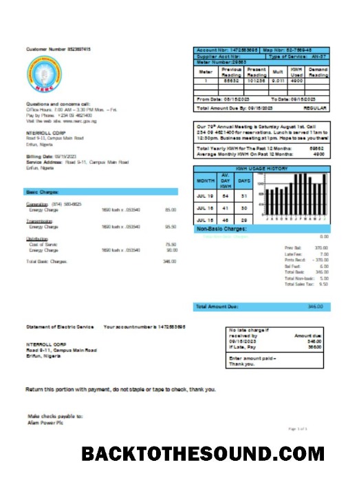 Scarica Nigerian Elettricità Regulatory Commission Elettricità Affari Bolletta Bolletta, SCR Campione anteprima