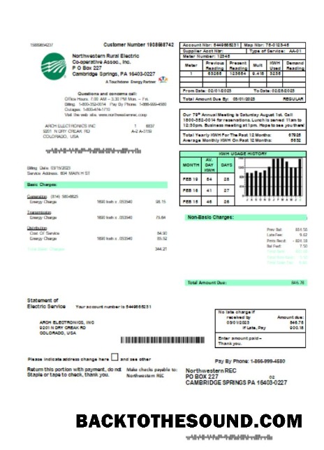 Scarica Northwestern Rural Electric Bolletta Affari Bolletta SCR Campione campione