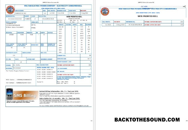 Scarica Pakistan MULTAN ELECTRIC POWER Affari Bolletta Bolletta Word and PDF Campione anteprima
