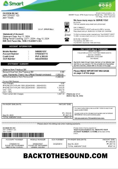 Scarica Filippine Smart Affari Bolletta Bolletta Word and PDF Campione modello