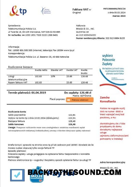 Scarica Polonia TP Affari Bolletta Bolletta in Word and PDF Formati Campione mockup
