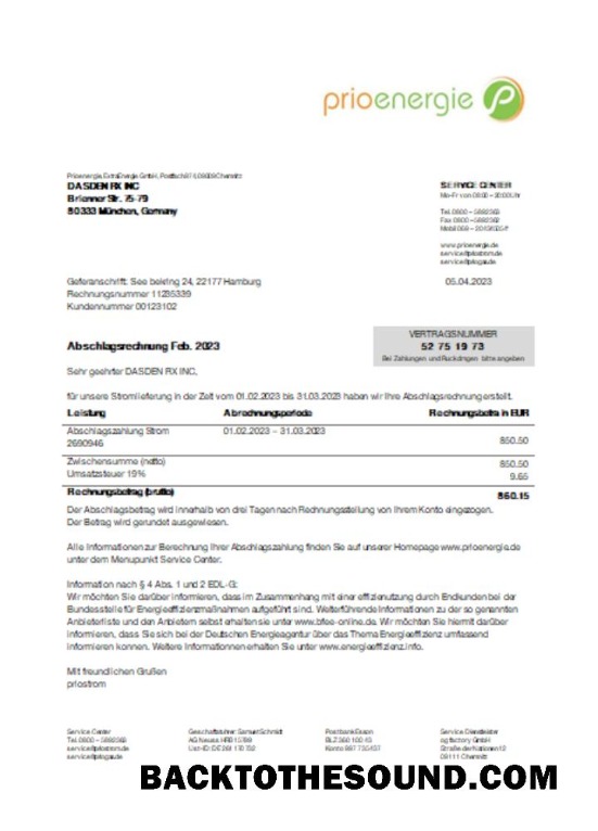 Scarica Prioenergie proof of address Bolletta Affari Bolletta, SCR Campione modello