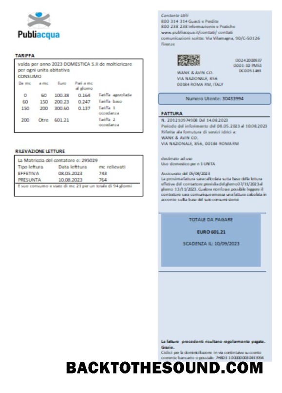 Scarica Publiacqua Bolletta Affari Bolletta, SCR Campione mockup
