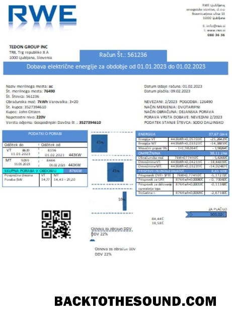 Scarica RWE Elettricità proof of address Bolletta Affari Bolletta, SCR Campione modello