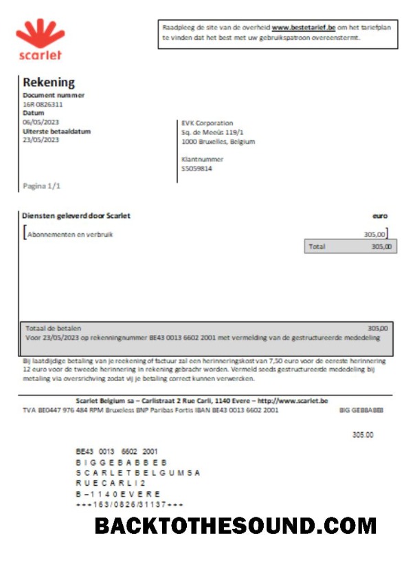 Scarica Scarlet telecommunications Bolletta Affari Bolletta, SCR Campione design