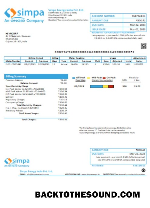 Scarica Simpa Energy India Pvt. Ltd Bolletta Affari Bolletta, SCR Campione mockup