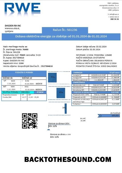 Scarica Slovenia RWE Elettricità proof of address Affari Bolletta Bolletta in Word and PDF Formati Campione modello
