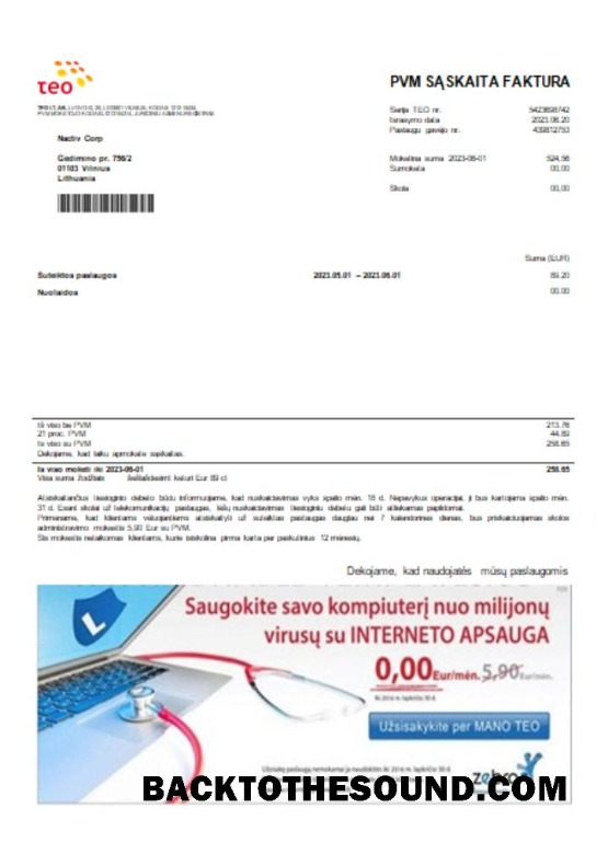 Scarica Teo LT Bolletta Affari Bolletta, SCR Campione mockup