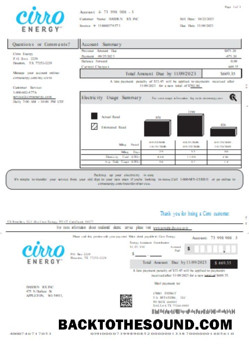 Scarica Texas Cirro Energy Bolletta Affari Bolletta, Pagina 1 SCR Campione design