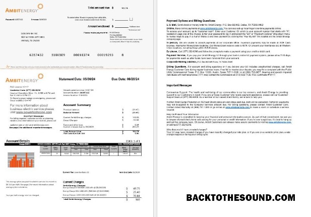 Scarica USA Ambit Energy Affari Bolletta Bolletta Word and PDF 1 2 pages Campione anteprima