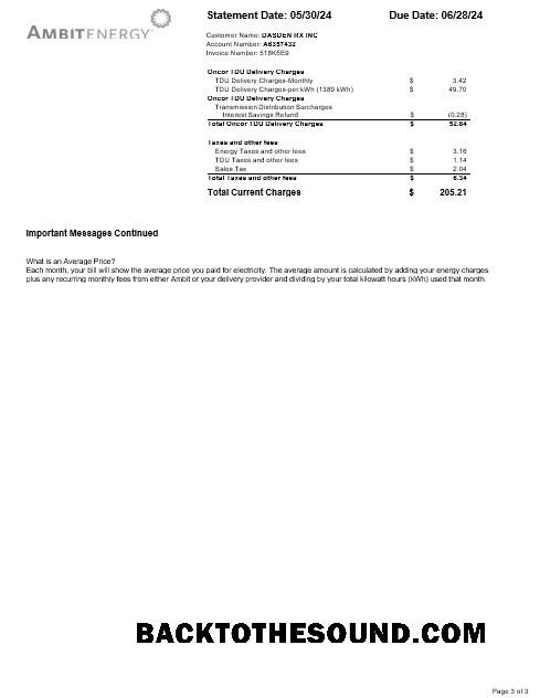 Scarica USA Ambit Energy Affari Bolletta Bolletta Word and PDF 3 Campione campione