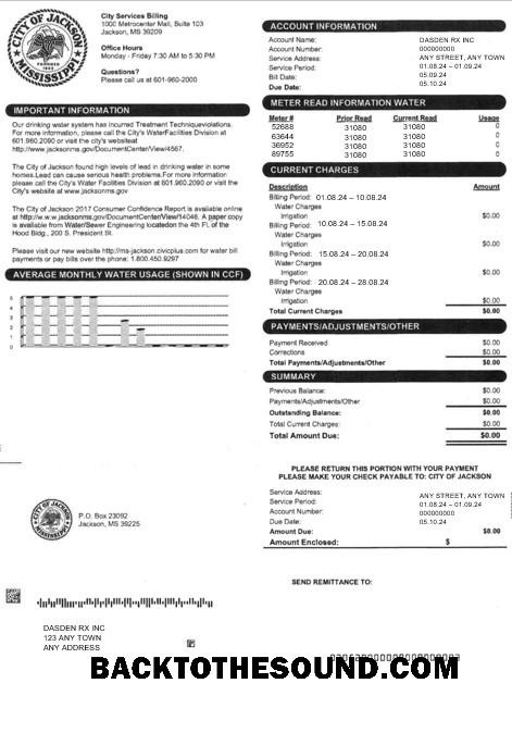Scarica USA CITY OF JACKSON Affari Bolletta Bolletta Word and PDF Campione campione