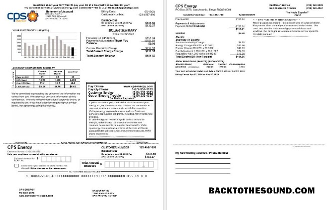 Scarica USA CPS ENERGY Affari Bolletta Bolletta Word and PDF Campione design