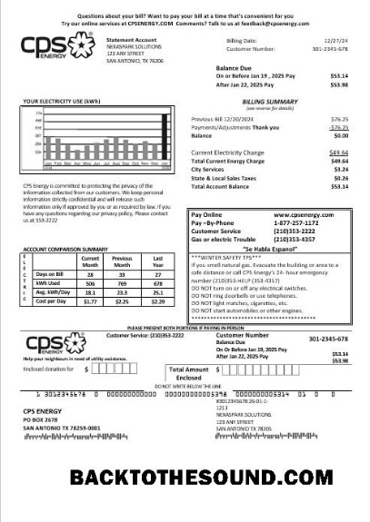 Scarica USA CPS ENERGY Campione modello
