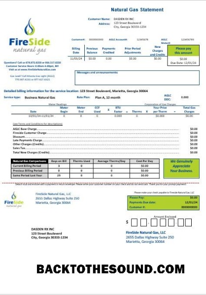 Scarica USA California FireSide natural Gas busienss Bolletta Bolletta in Word and PDF Formati Campione anteprima