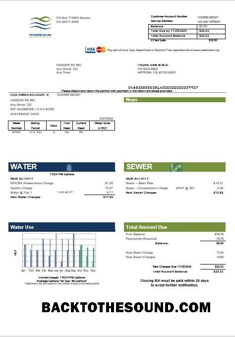 Scarica USA California Padredam Affari Bolletta Bolletta in Word and PDF Formati Campione design