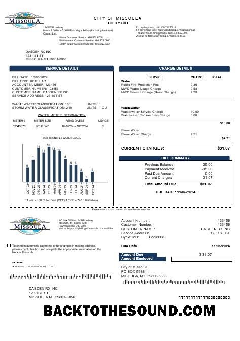 Scarica USA City of Missoula Affari Bolletta Bolletta in Word and PDF Formati Campione anteprima