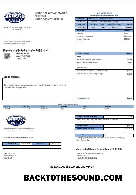 Scarica USA Clean Acqua Affari Bolletta Bolletta in Word and PDF Formati Campione campione