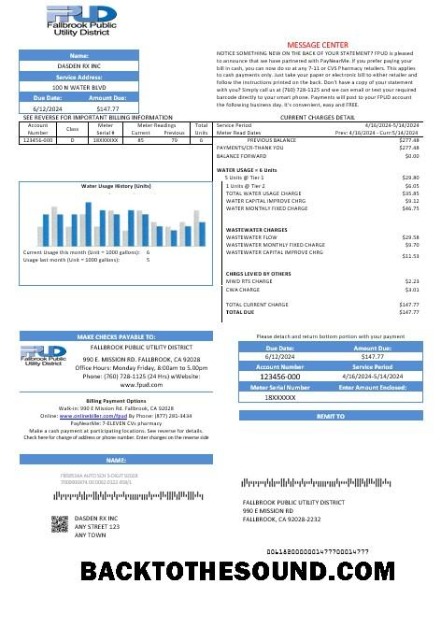 Scarica USA Fallbrook Public Affari Bolletta Bolletta in Word and PDF Formati Campione design
