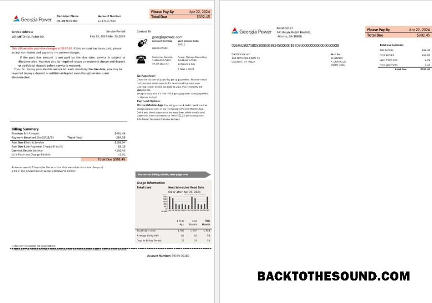 Scarica USA Georgia Power Affari Bolletta Nuovo brand Bolletta in Word and PDF Formati, fully Modificabile Campione campione