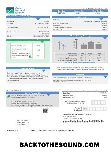 Scarica USA verde Mountain Energy Affari Bolletta Bolletta in Word and PDF Formati Campione campione