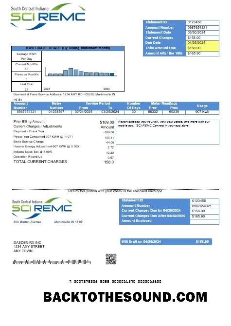 Scarica USA Indiana SCI REMC Affari Bolletta Bolletta in Word and PDF Formati Campione design
