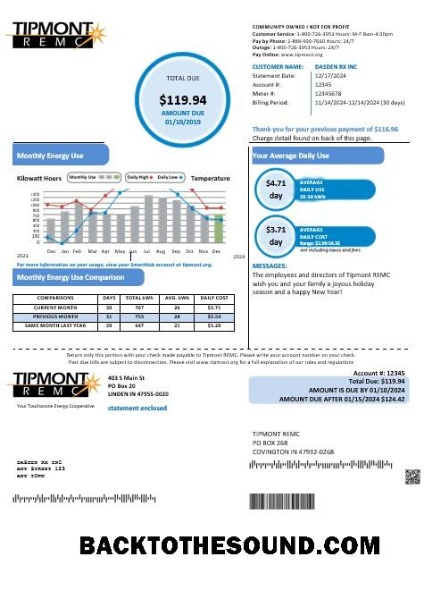 Scarica USA Indiana Tipmont Affari Bolletta Bolletta in Word and PDF Formati Campione design