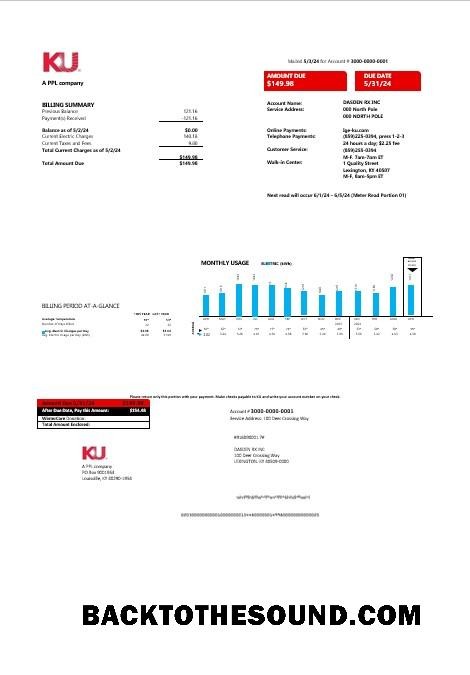 Scarica USA Kentucky Elettricità Affari Bolletta Bolletta in Word and PDF Formato Campione campione