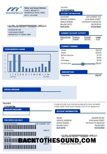 Scarica USA Mansfield Texas Affari Bolletta Bolletta in Word and PDF Formati Campione campione