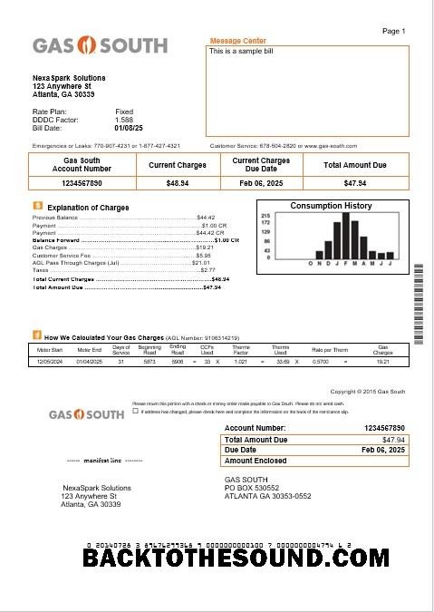 Scarica USA Nuovo York Gas South Affari Bolletta Bolletta in Word and PDF Formati Campione mockup