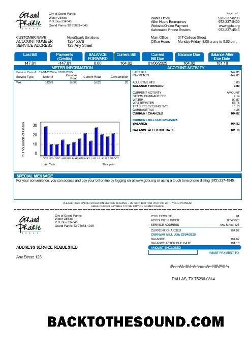 Scarica USA Texas Grand Prairie Affari Bolletta Bolletta in Word and PDF Formati Campione design