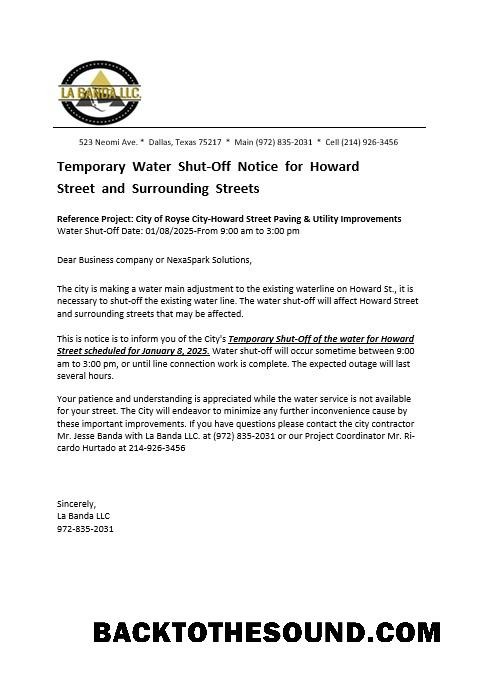 Scarica USA Texas La Banda Affari Bolletta Bolletta Acqua shut off notice, Word and PDF Campione campione