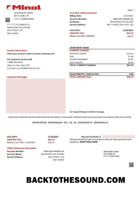 Scarica USA Texas Minol Affari Bolletta Bolletta in Word and PDF Formati Campione design