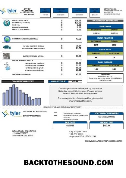 Scarica USA Tyler Technologies Affari Bolletta Bolletta in Word and PDF Formati Campione anteprima