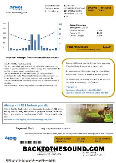 Scarica USA Virginia Atmos Energy Affari Bolletta Bolletta in Word and PDF Formati Campione anteprima