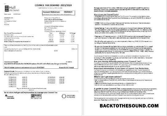 Scarica Regno Unito Hull City Council Affari Bolletta Bolletta in Word and PDF Formati, 2 pages Campione mockup