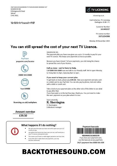 Scarica Regno Unito TV Licensing Affari Bolletta Bolletta in Word and PDF Formati Campione anteprima