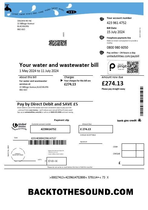 Scarica Regno Unito unito Utilities Acqua Affari Bolletta Bolletta in Word and PDF Formati Campione design