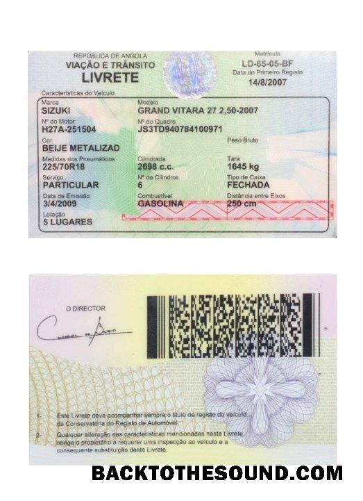 Pobierz Angola pojazd rejestracja Karta Próbka makieta