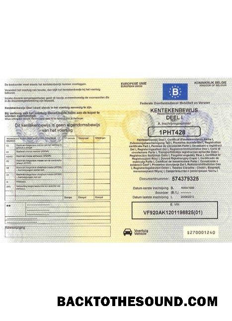 Pobierz Belgia pojazd rejestracja Certyfikat Wersja 2 Próbka szablon