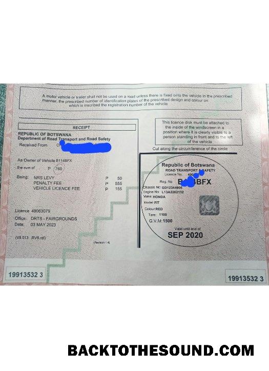 Pobierz Botswana pojazd rejestracja Certyfikat Próbka podgląd