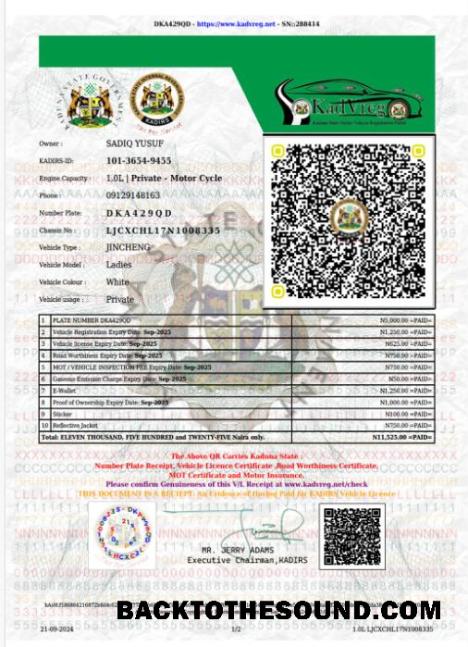 Pobierz Nigeria Kaduna state pojazd Licencja Próbka próbka