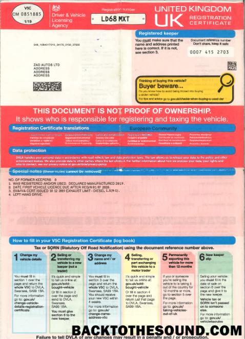 Pobierz Wielka Brytania driver,pojazd rejestracja certificate1 Próbka podgląd