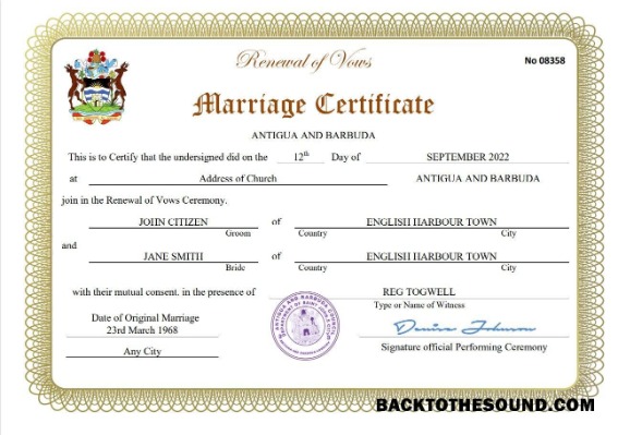 İndir Antigua ve Barbuda evlilik Sertifika Word and PDF Örnek taslak