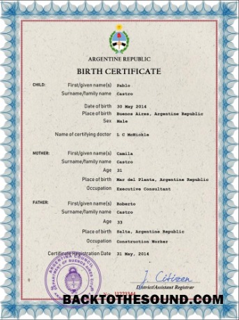 İndir Arjantin vital record doğum Sertifika PSD Örnek tasarım
