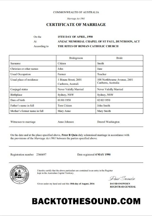 İndir Avustralya Australian Capital Territory evlilik Sertifika in Word Örnek şablon
